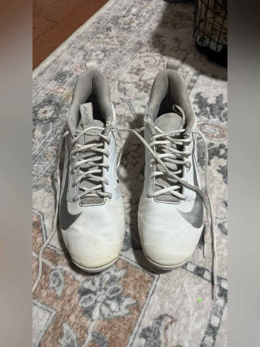 Nike Alpha Menace Football Cleats White Gray Men’s 9.5 FN0028-107